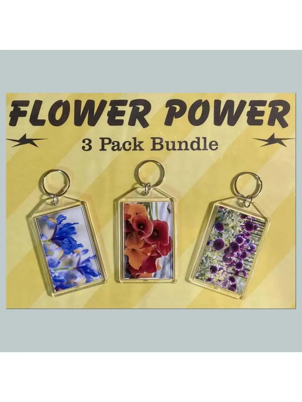 3686B Threefer Bundle Dutch Iris/Calla Lily/Dahlia Acrylic Keychain Flower Lover
